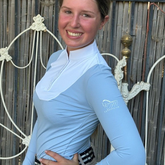 baby blue short sleeve equestrian show shirts - Picture 8 of 14